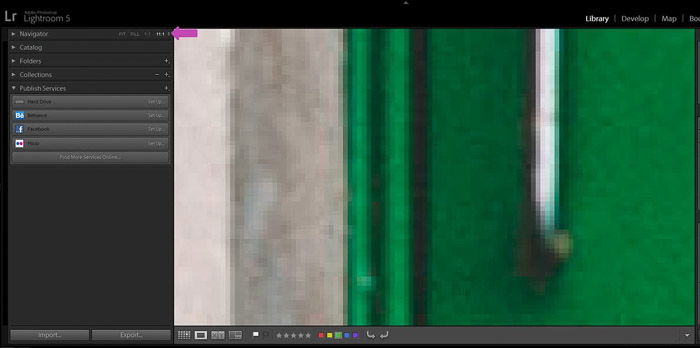 Screenshot of a photo enlarged 11 times using the zoom - how to resize image in lightroom