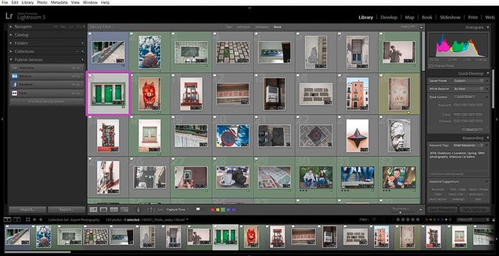 Screenshot of opening the image library in Lightroom - resize photos