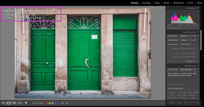 Screenshot of how to resize an image in Lightroom