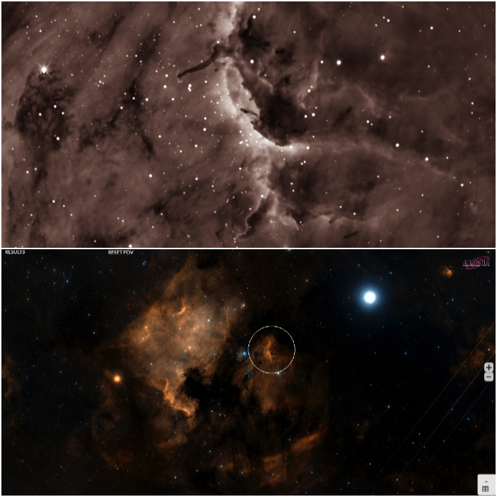 ) Detail of Pelican Nebula. 