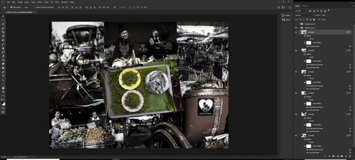 Screenshot of making a collage in Photoshop