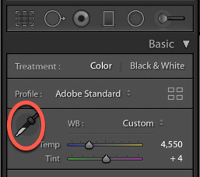 Screenshot of adjusting color temperature for more professional photos