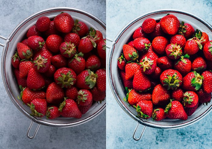 Diptych of editing food photography - how to take better pictures
