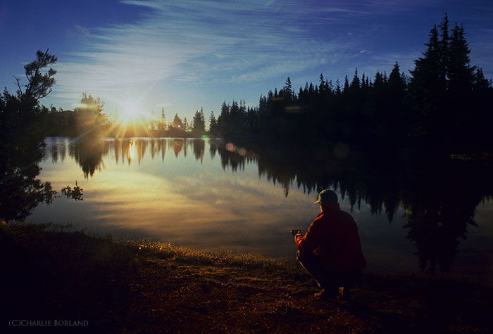 A photographer by the lakes at Three Sisters Wilderness, Oregon