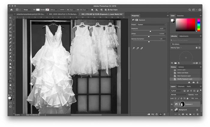 Screenshot showing how to create a Photoshop mask using an adjustment layer