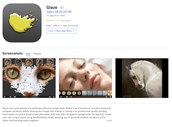 Glaze app for turning photos into paintings