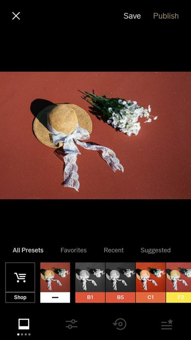 A screenshot of finding presets on the VSCO filters app
