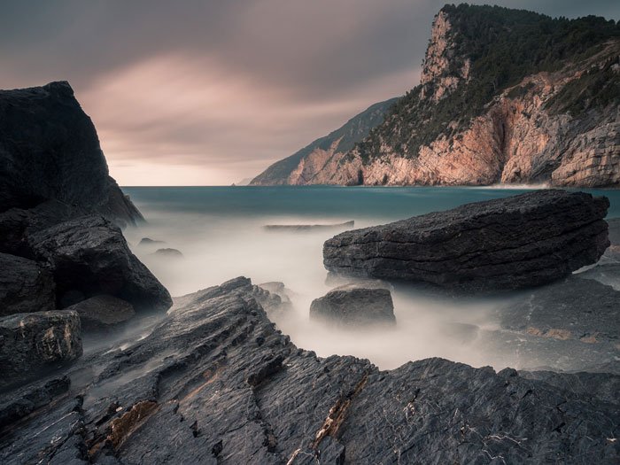 A stunning seascape shot in Porto Venere, Italy in a stormy afternoon, using Bulb Mode