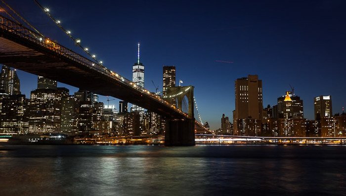 Stunning shot of the New York City Skyline at night