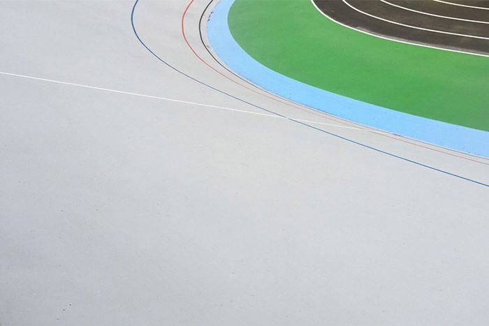 A minimalist abstract photo of a sports track 