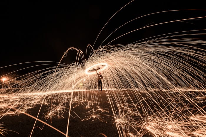 A steel photography shot at night