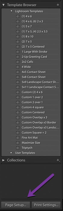 Screenshot of creating a contact sheet in Lightroom