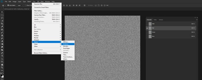 Screenshot of how to emboss the Texture to make a Photoshop reflection