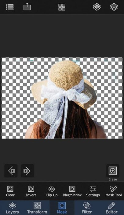 Screenshot of using masking on the superimpose app