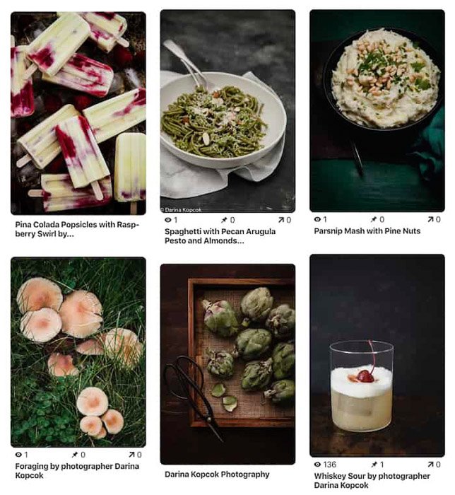 An example of a food photography moodboard