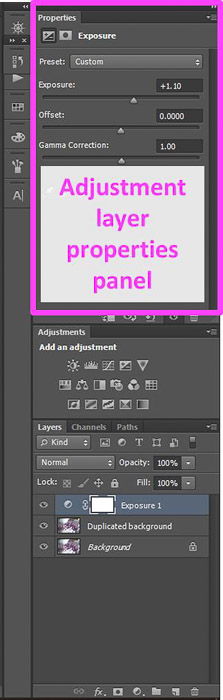 una captura de pantalla que muestra el panel de propiedades de la capa de ajuste en Photoshop
