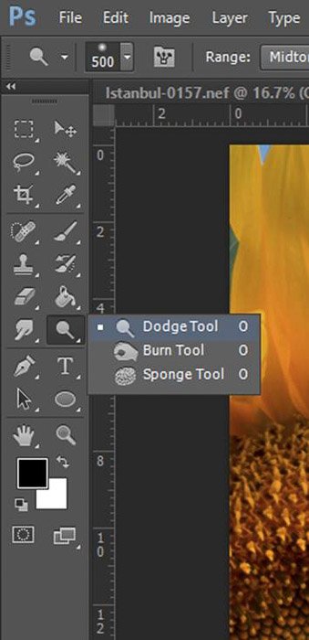 a screenshot showing how to use dodge tool in Photoshop for beginners 