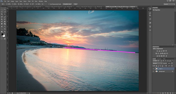 a screenshot showing how to edit photos in Photoshop for beginners - drawing a straight line
