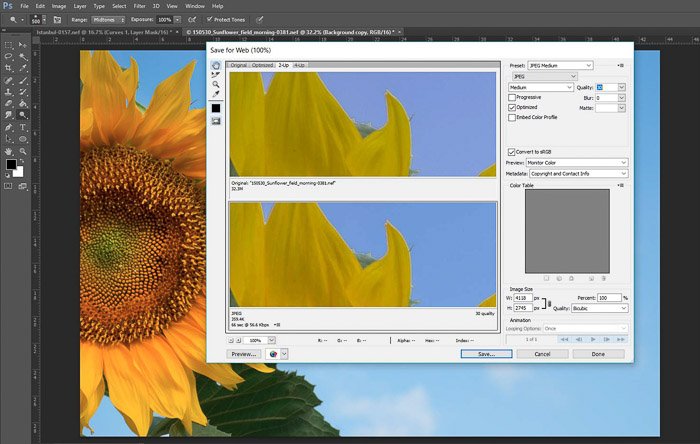 a screenshot showing how to edit the quality of a file in Photoshop 