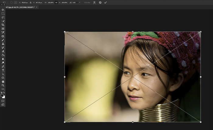 Screenshot of a woman's portrait showing how to merge photos in Photoshop