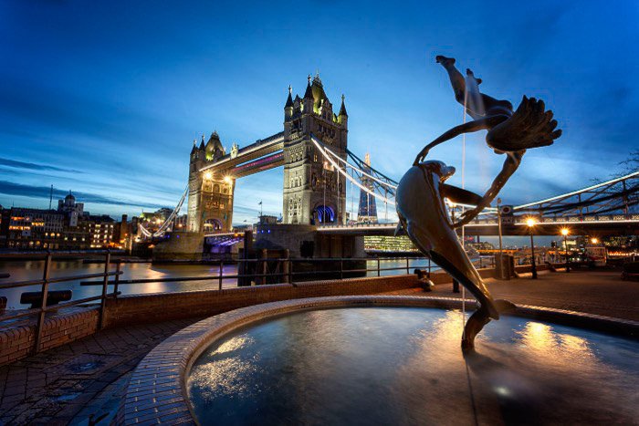 Tower bridge in London at evening time