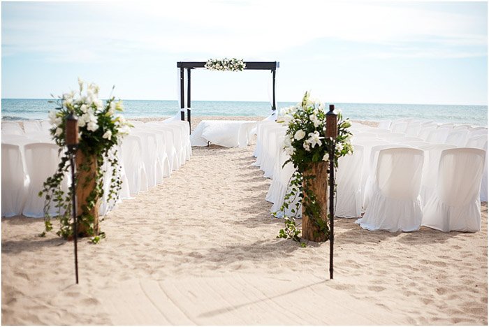 The setup of a beautiful beach wedding