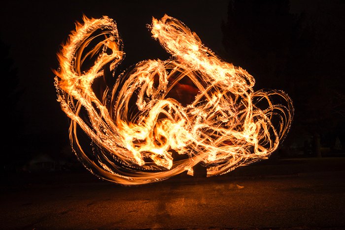 A fire painting photograph at night - pictures of flames