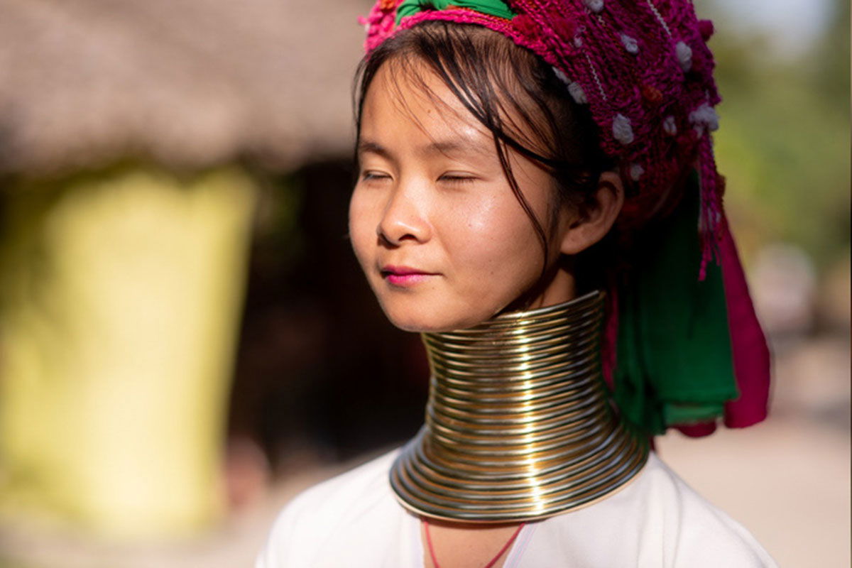 Close-up portrait of a woman blinking