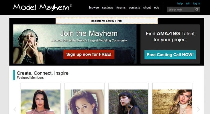 Screenshot from model mayhem website