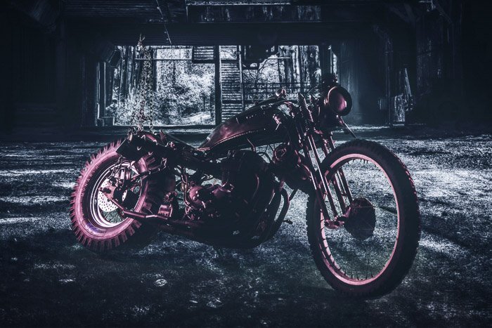 Atmospheric motorcycle photography shot