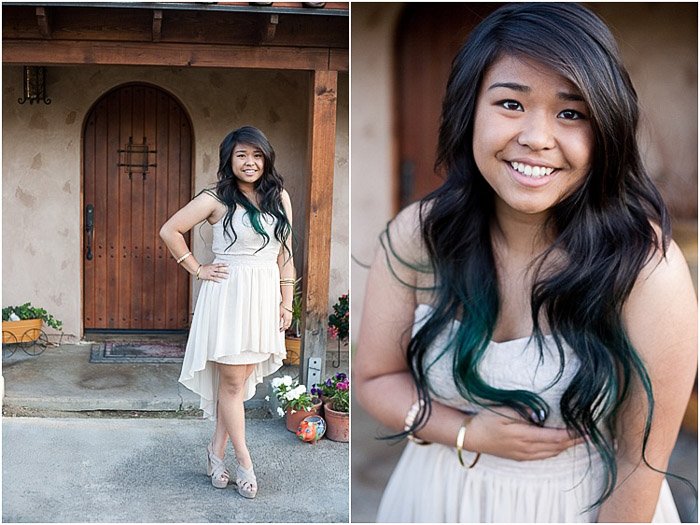 Cute prom pictures diptych of a teen posing outdoors