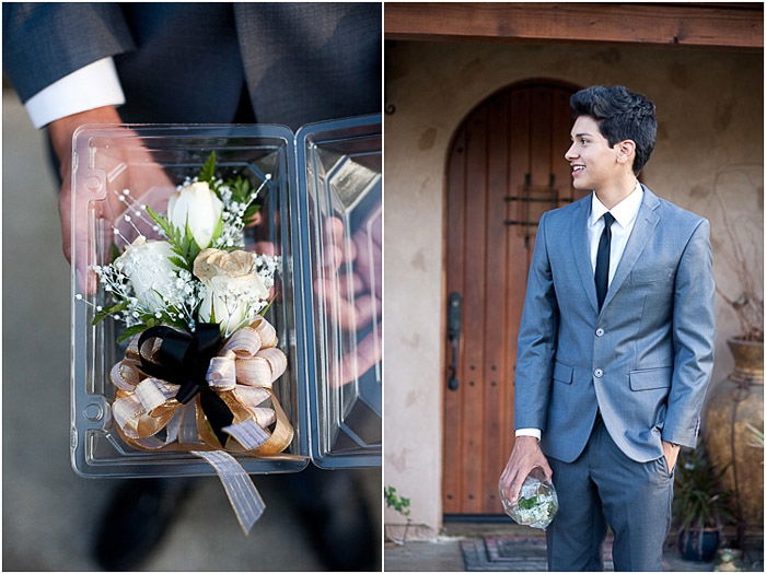 Cute prom pictures diptych of a teen posing outdoors