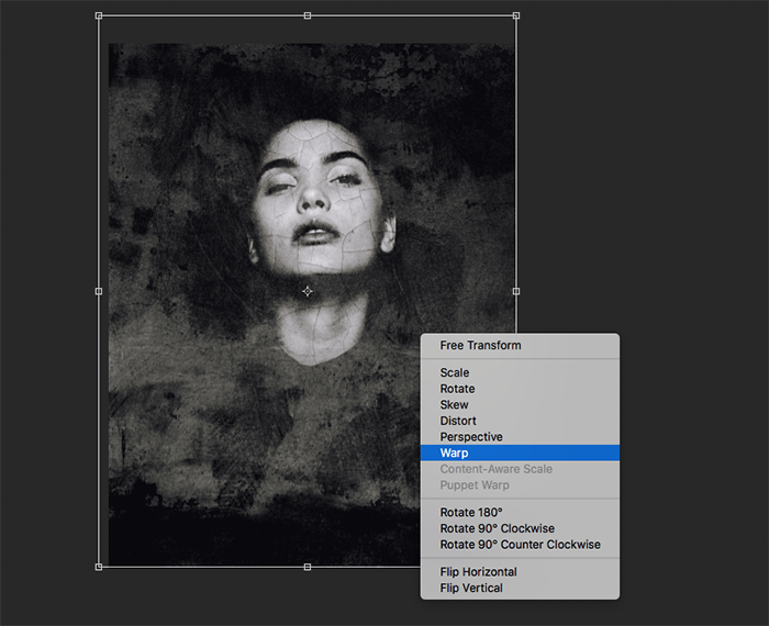 A screenshot showing how to create abstract portraits in Photoshop - warp