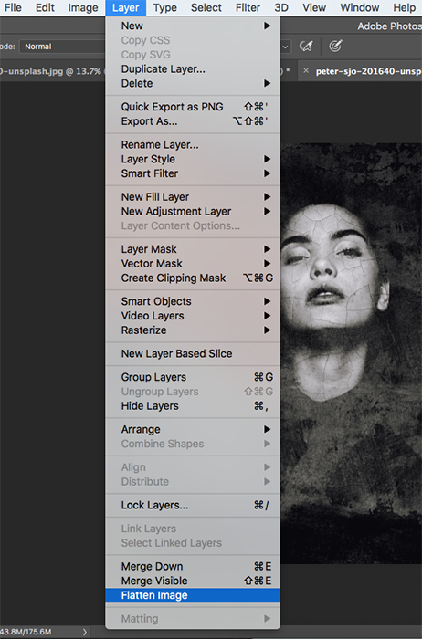 A screenshot showing how to create abstract portraits in Photoshop - layers