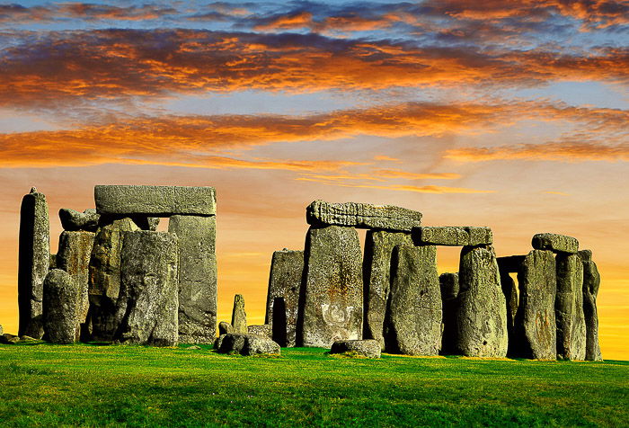 Stonehenge under dramatic clouds at sunset - beautiful sky photography