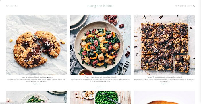 A screenshot from recipes from Evergreen kitchen food blog