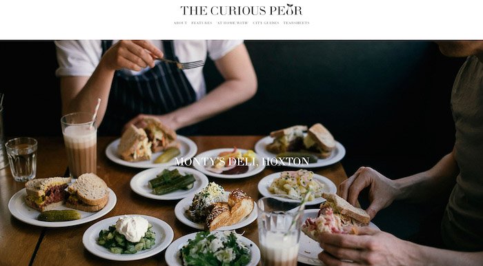 A screenshot from The Curious Pear food photography blog