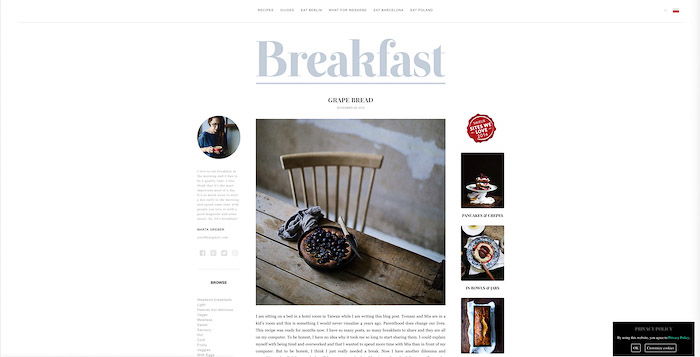 A screenshot from What Should I Eat for Breakfast Today? food photography blog