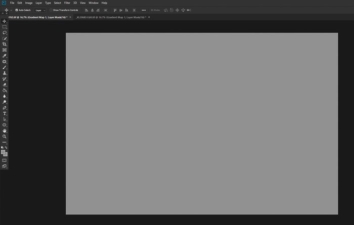 Screenshot showing how to add a gradient map adjustment layer in Photoshop