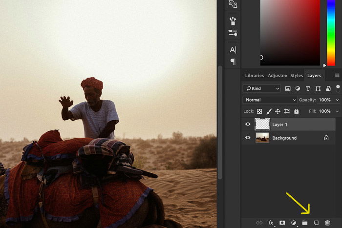 Screenshot showing how to add lens flare in Photoshop