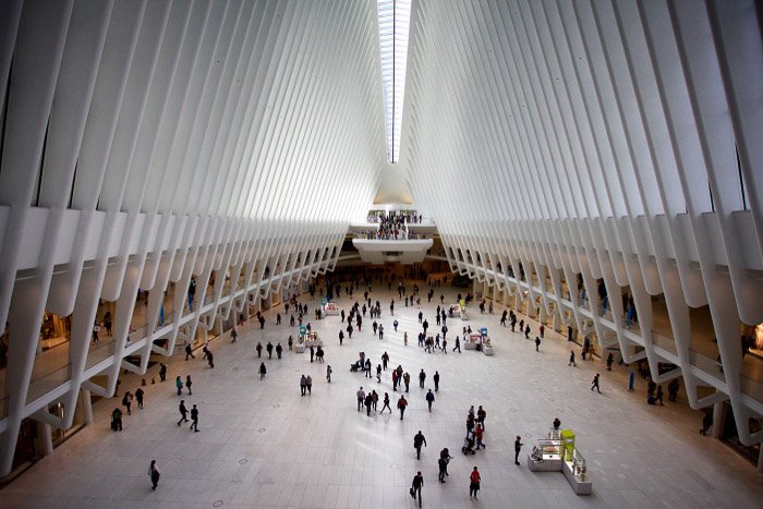 The interior of the Oculus building in lower Manhattan. New York Photography