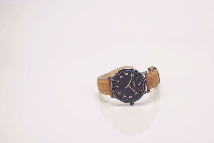 A product photography shot of a wristwatch on white background