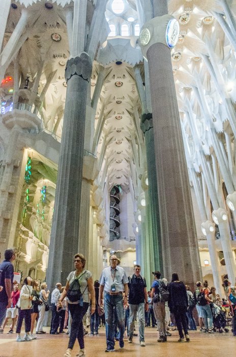 The stunning interior of the Sagrada Familia in Barcelona