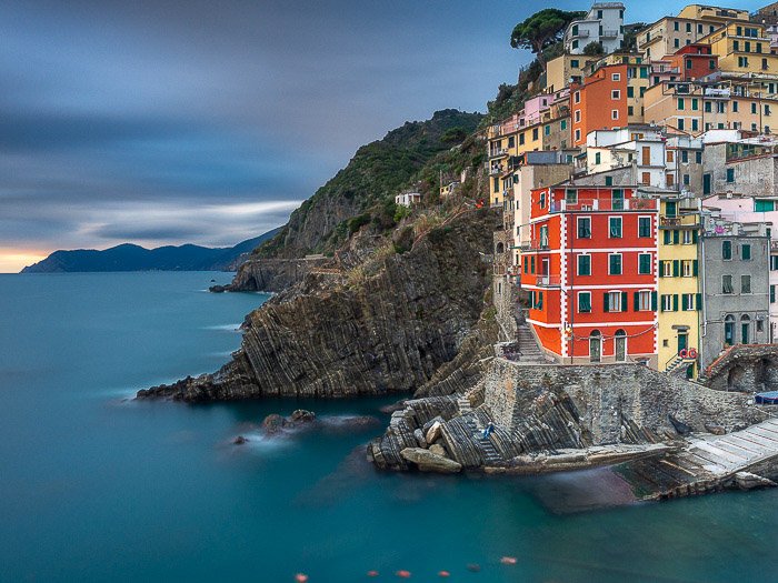 The beautiful coastal landscape of Riomaggiore with a bunch of colours