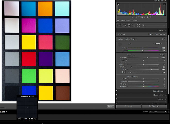 Using a color checker- Shadows & Darks values