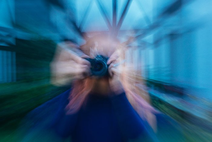 A creatively blurred photo of a photographer - zoom blur 