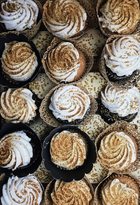 An overhead shot of muffins demonstrating repetition food photography examples