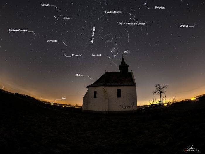 A small chapel near the Belgian town of Busval make the perfect foreground for a fisheye meteor photography.