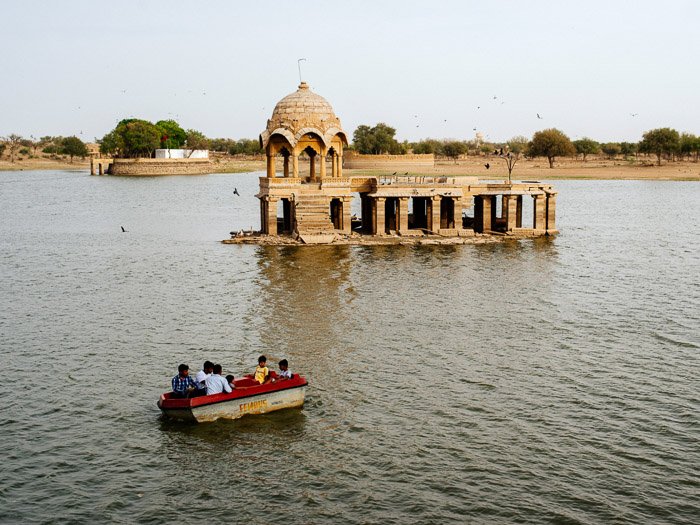 An ancient structure in a lake in India
