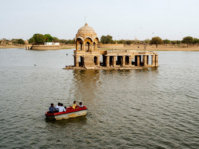 An ancient structure in a lake in India